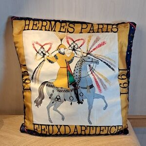 Handmade Cushion Using Feux D'Artifice Hermes Scarf